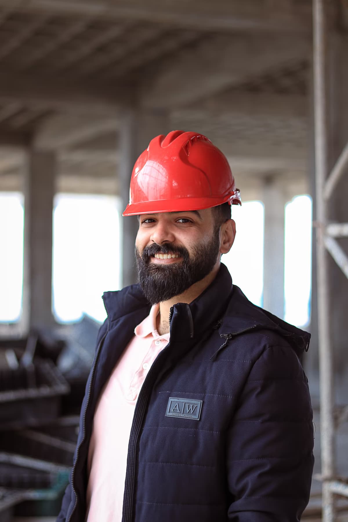 Field service professional with hard hat