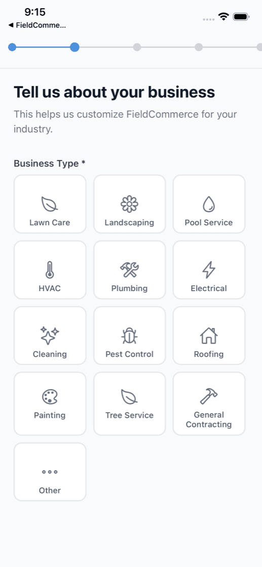Choose your business type
