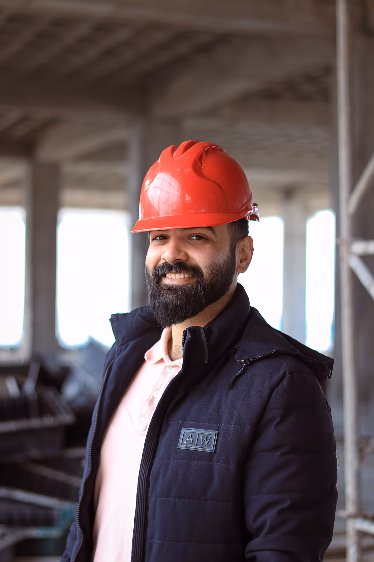 Field service professional with hard hat